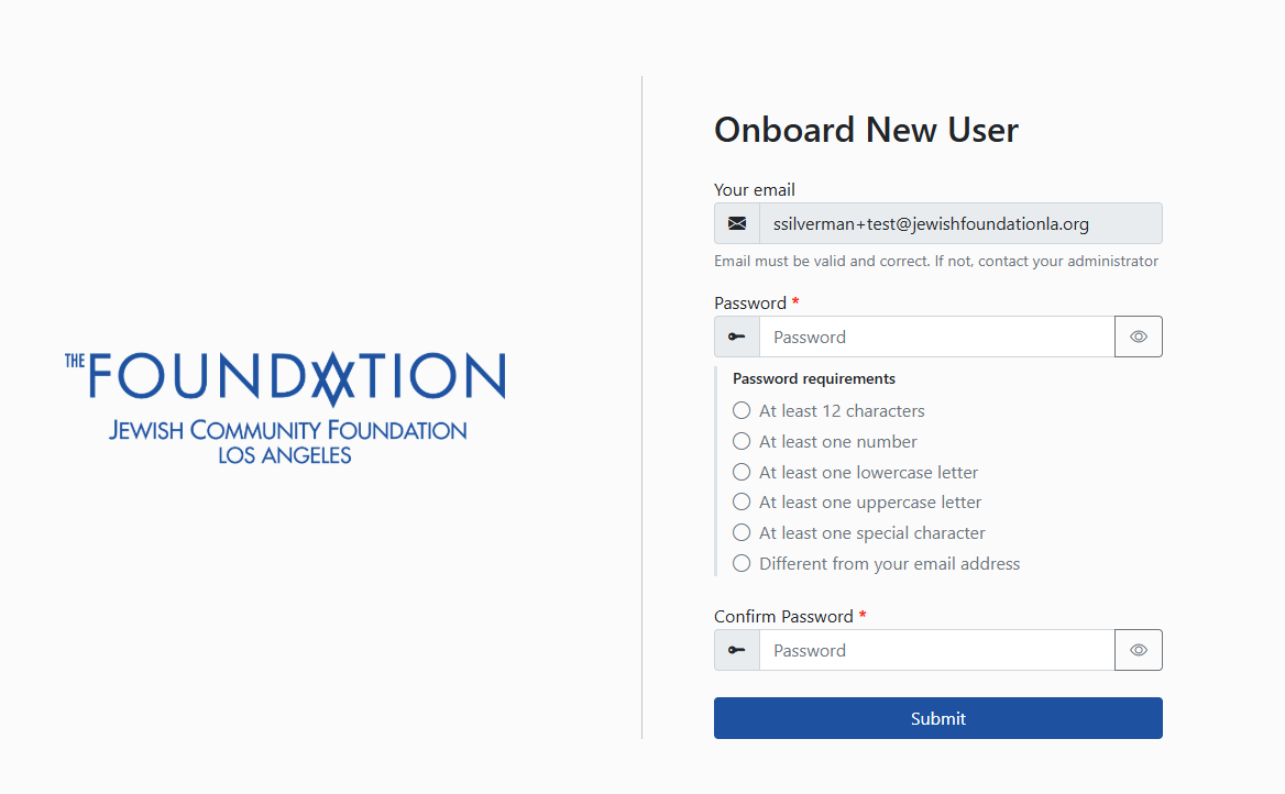Foundation Portal_create password