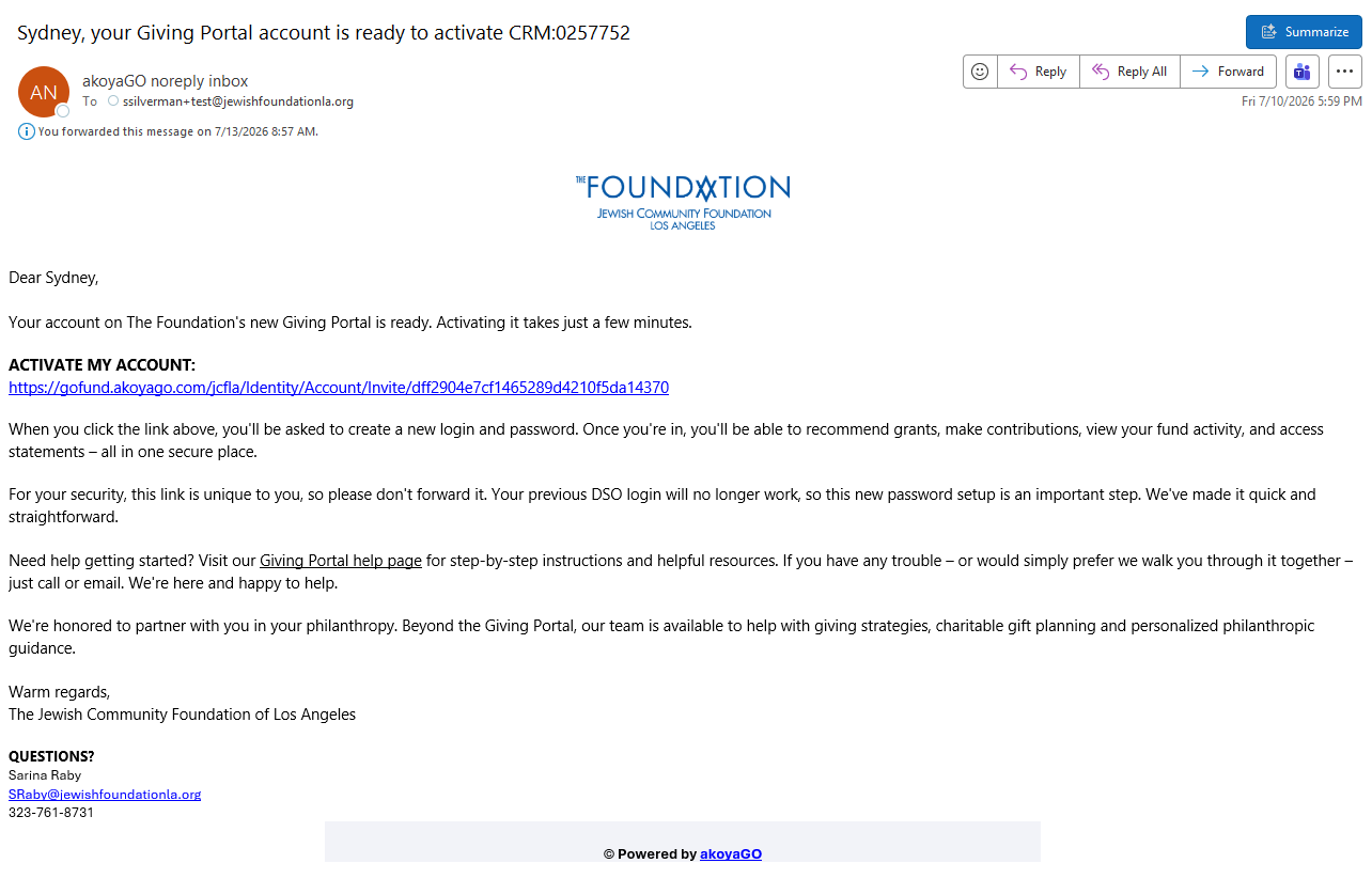 Foundation_new user email